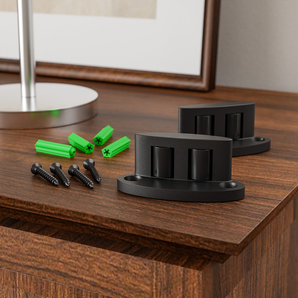 Sliding Barn Door Floor Guide Bottom, Double-Sided Roller Design, Smoothly and Quietly, Easy Install, Black (2 Packs)