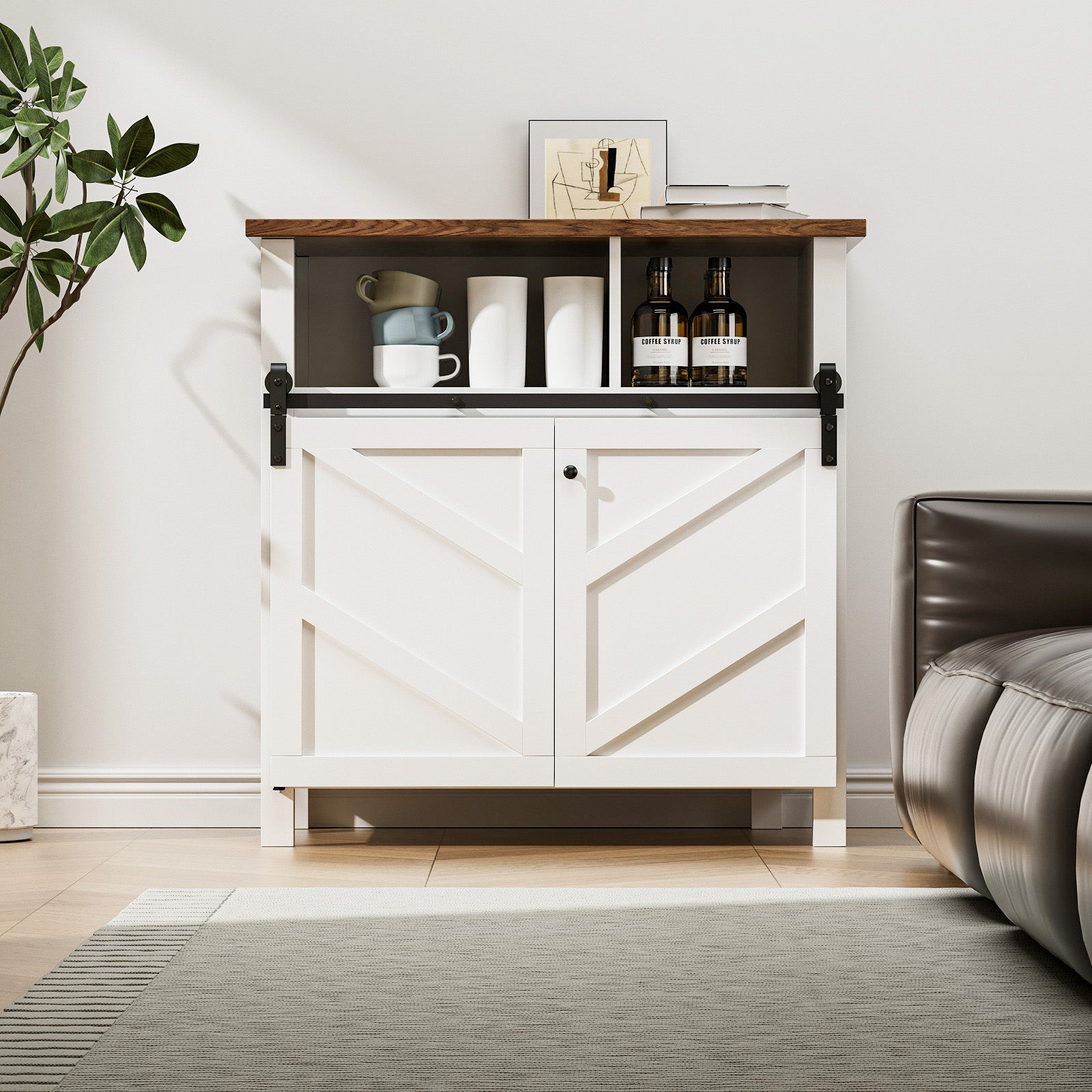 Upgraded 3FT Mini Folding Sliding Barn Door Hardware Kit for 2 Doors,Easy Install,Small Cabinet Barn Door Hardware Track Kit for TV Stand, Cupboards, Storage Cabinets(No Cabinet)