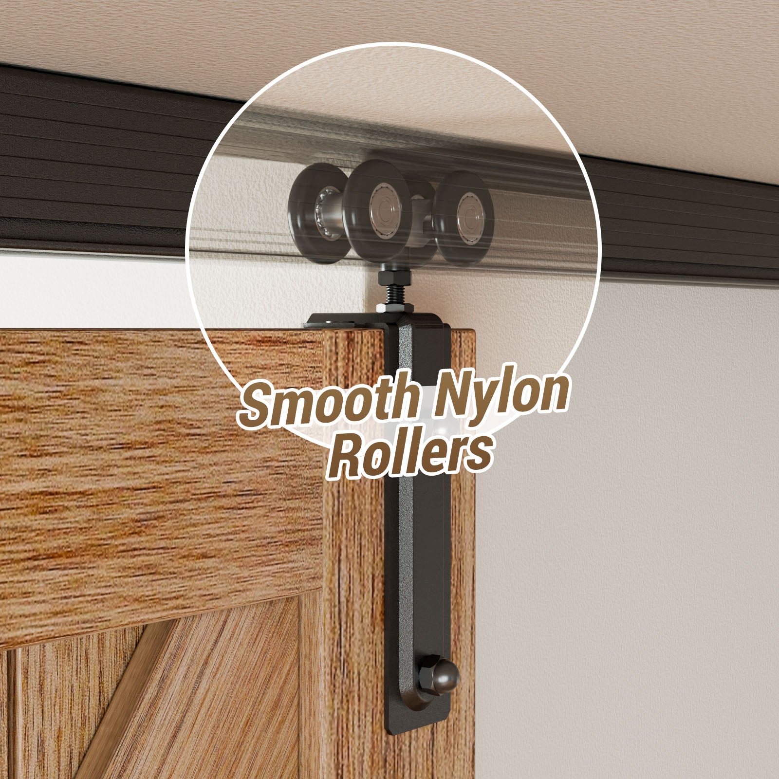 6.6FT Ceiling Mount Box Rail Barn Door Hardware Heavy Duty Sliding Barn Door Track Kit for Single Door, Aluminum Alloy, Easy Install (No Door)