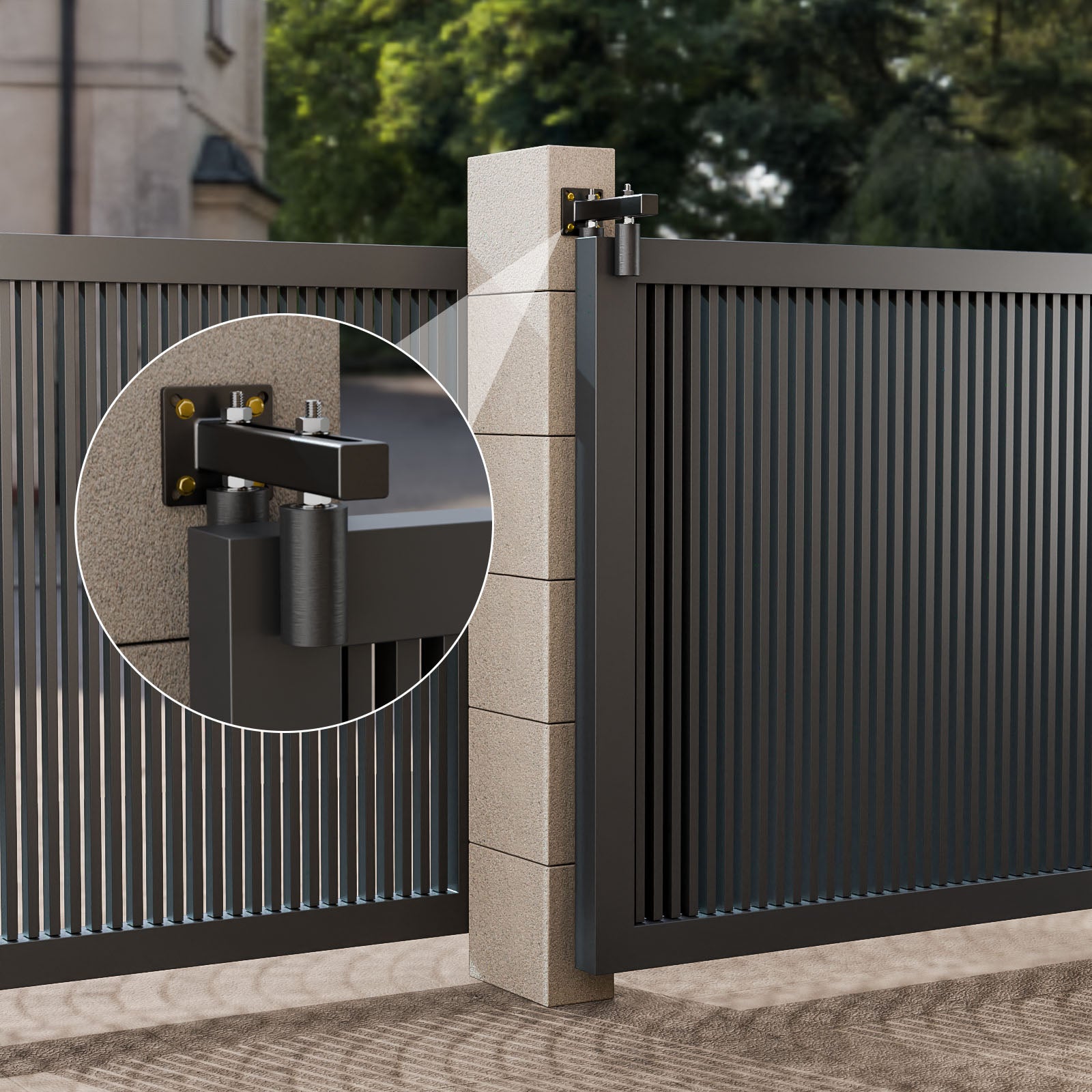 Universal Heavy Duty 4" Slide Gate Guide Roller, Steel Thickening Sliding Gate Kit and Hard Nylon Rollers，Rugged and Resistant to Corrosion and Rust，Tipping for Sliding Rolling Gates Up to 5.7"