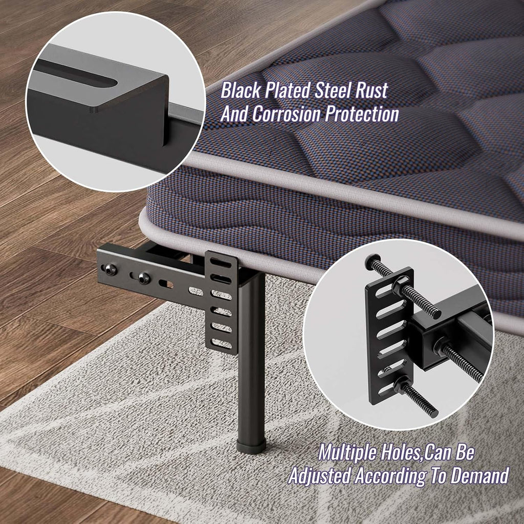 Adjustable Headboard Brackets - Metal Bed Frame Headboard Wall Mounting Brackets with Footboard Extension Kit for Twin, Full ,Queen ,King Size Bed(Black)