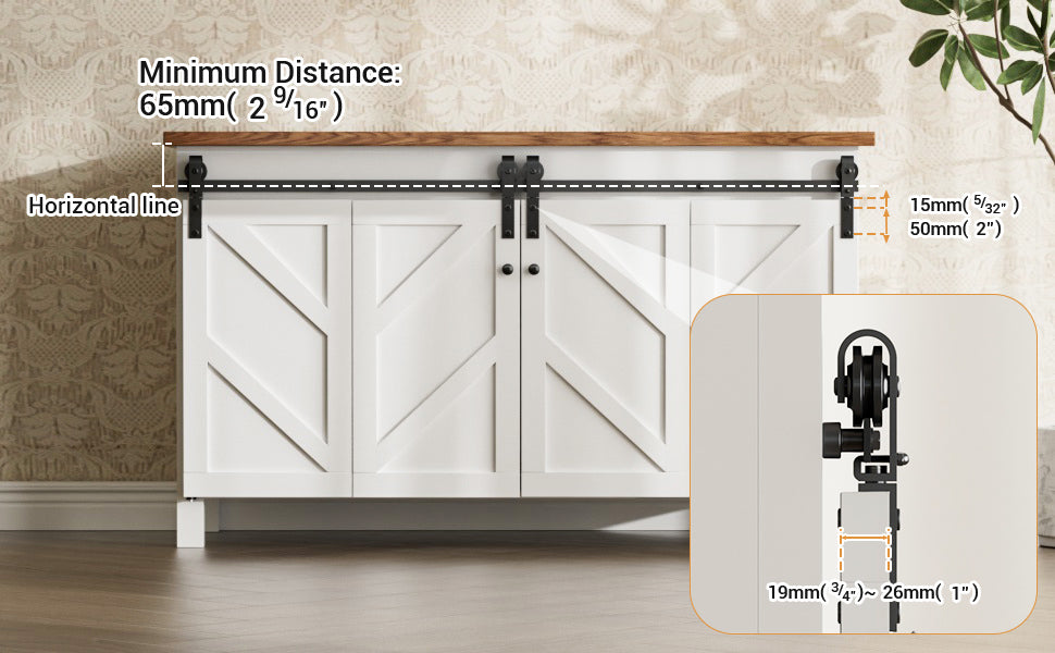 Upgraded 6FT Mini Folding Sliding Barn Door Hardware Kit for 4 Doors,Easy Install,Slide Smoothly Quietly,Small Cabinet Barn Door Hardware Track Kit for TV Stand, Cupboards, Wardrobes(No Cabinet)