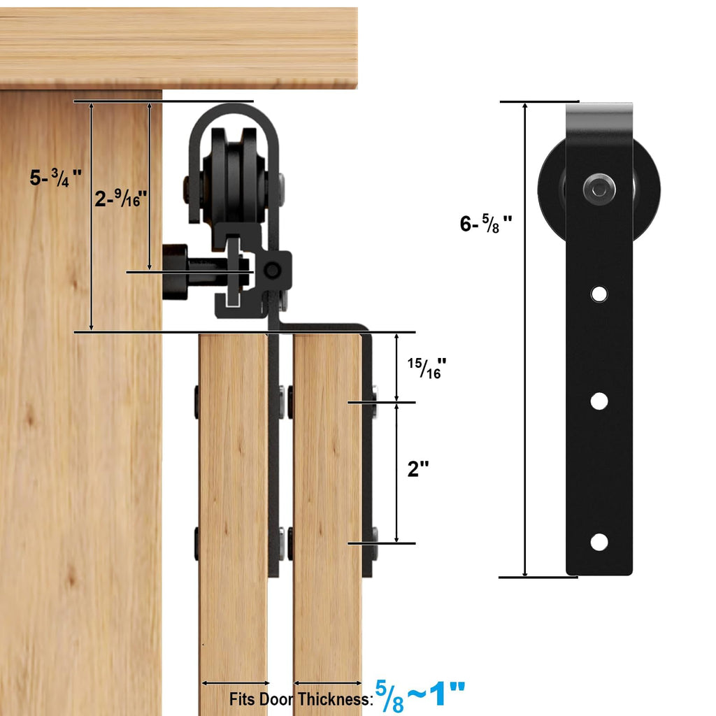 3.5FT Mini Bypass Barn Door Hardware Kit for 2 Doors, Small Cabinet Barn Door Hardware Track Kit for Cabinet, TV Stand, Cupboard (No Cabinet)