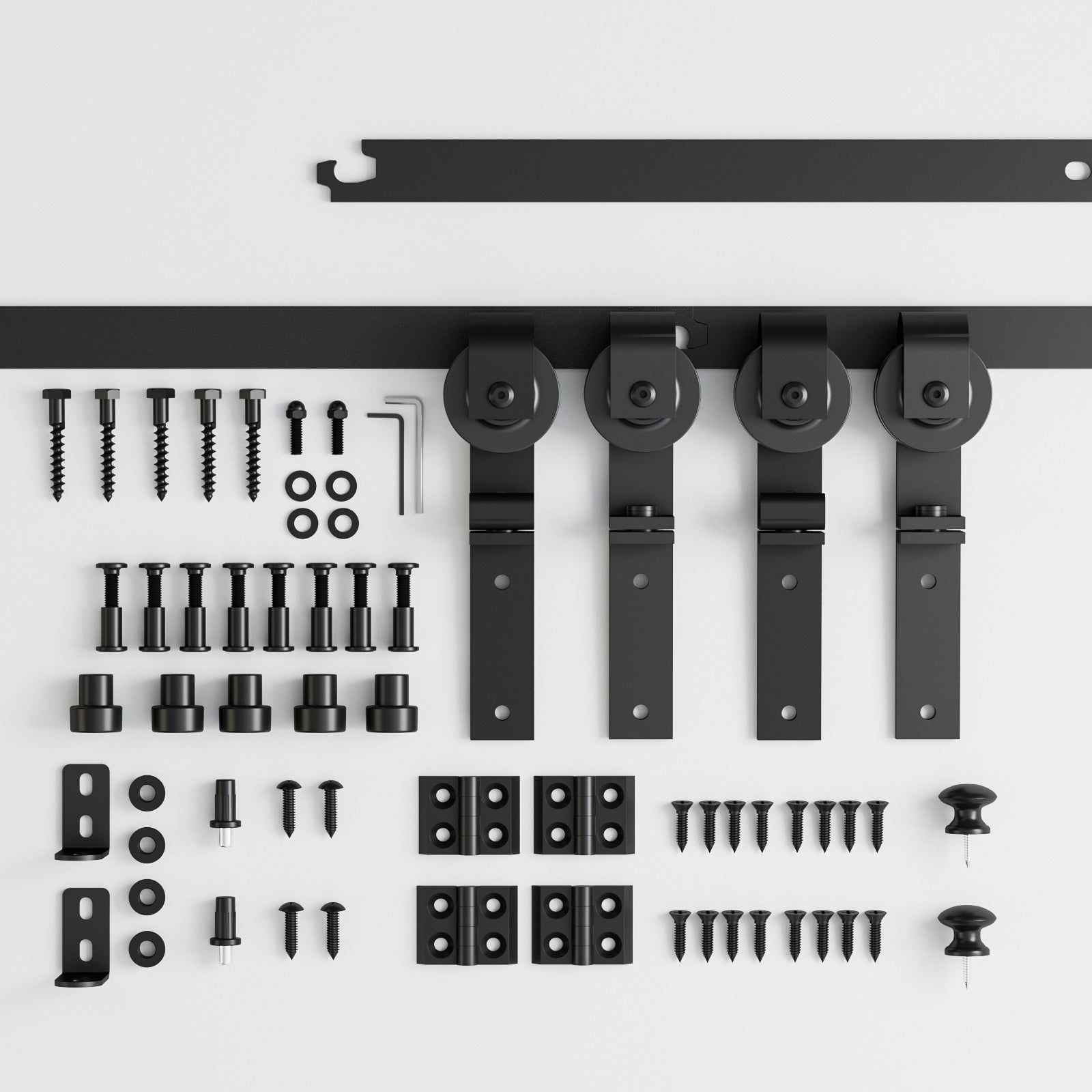 Upgraded 5FT Mini Folding Sliding Barn Door Hardware Kit for 4 Doors,Easy Install,Slide Smoothly Quietly,Small Cabinet Barn Door Hardware Track Kit for TV Stand, Cupboards,Wardrobes(No Cabinet)