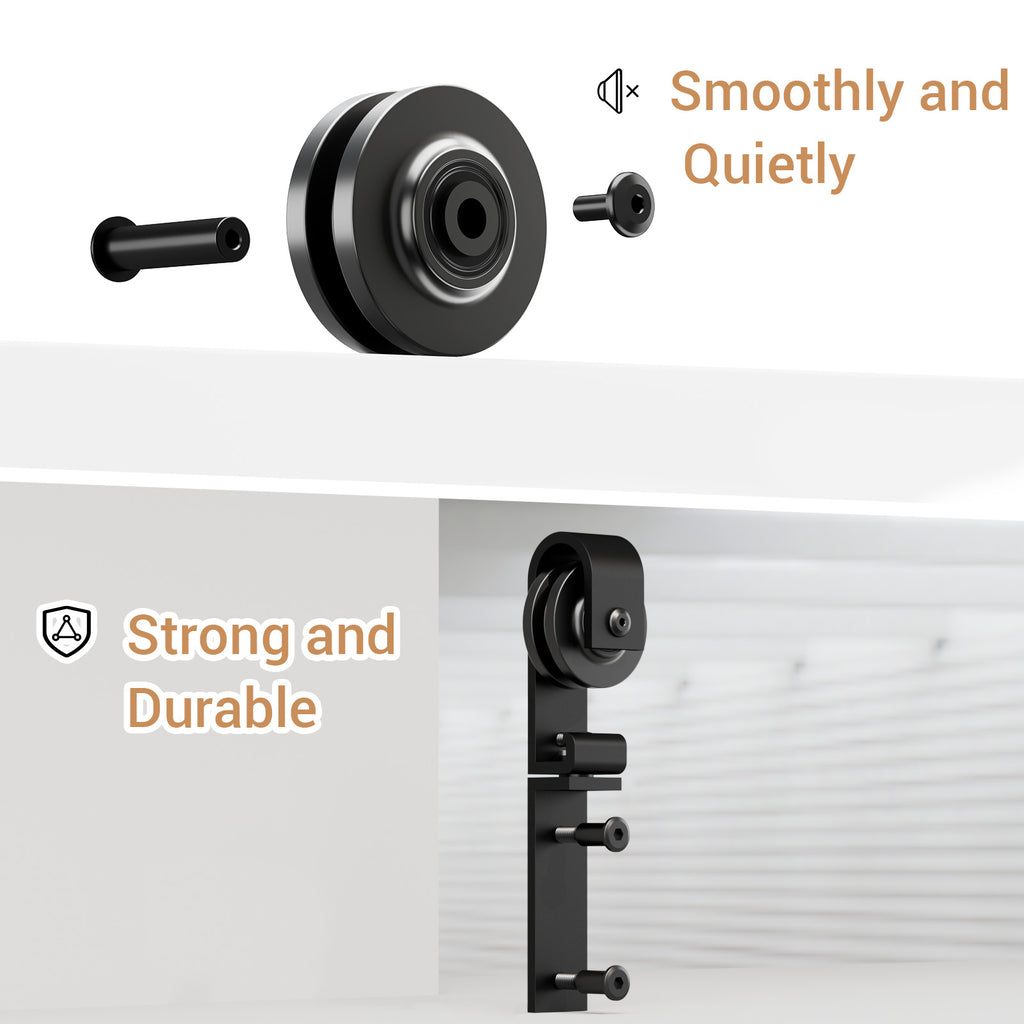 Upgraded 3FT Mini Folding Sliding Barn Door Hardware Kit for 2 Doors,Easy Install,Small Cabinet Barn Door Hardware Track Kit for TV Stand, Cupboards, Storage Cabinets(No Cabinet)