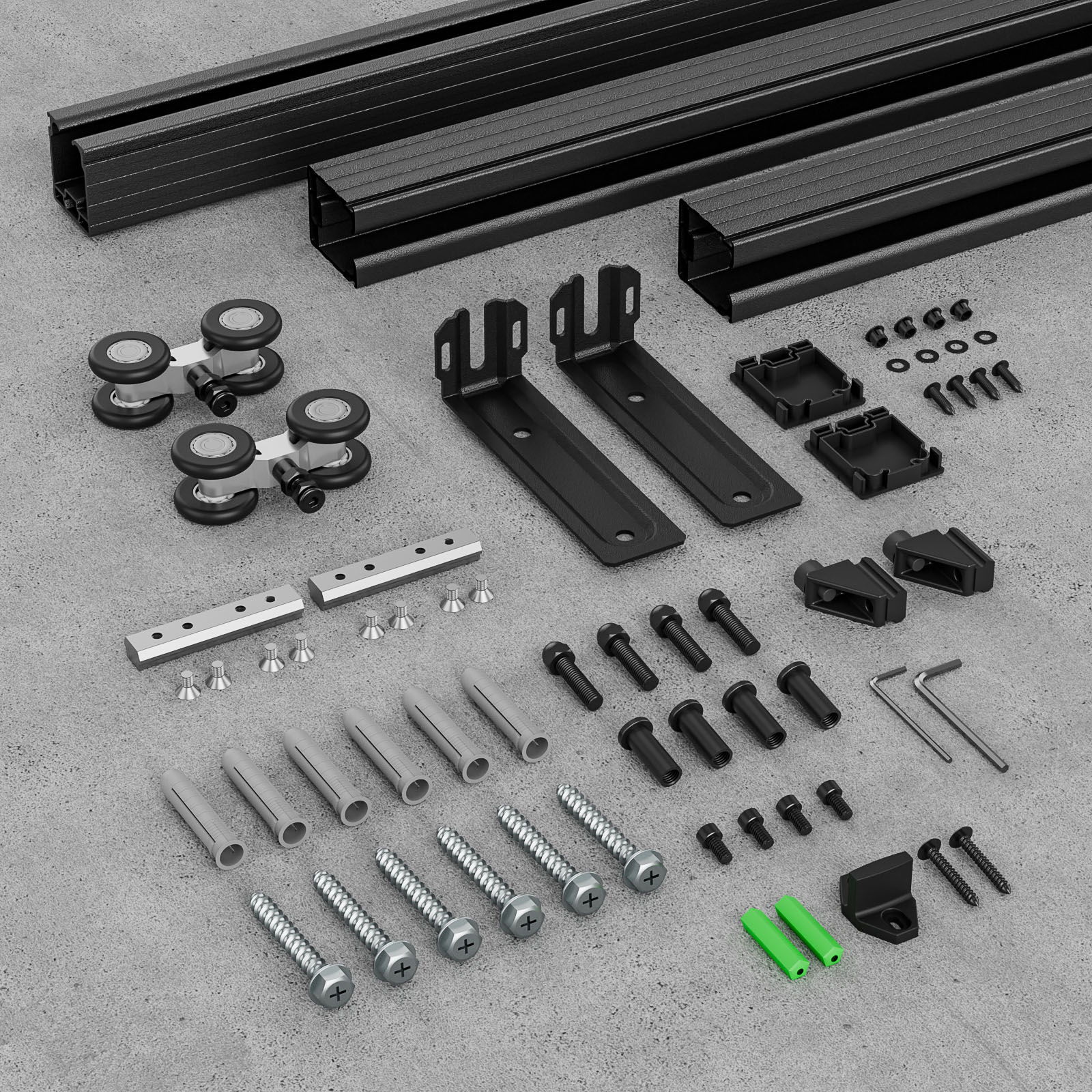 5FT Ceiling Mount Box Rail Barn Door Hardware Heavy Duty Sliding Barn Door Track Kit for Single Door, Aluminum Alloy, Easy Install (No Door)