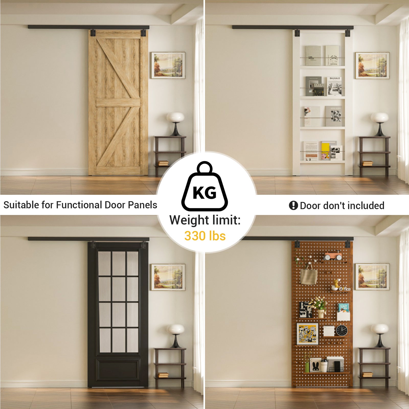 Heavy Duty Sliding Barn Door Track Kit, Ceiling Mount Box Rail Barn Door Hardware Kit for Single Door, Easy Install, 8FT(No Door)