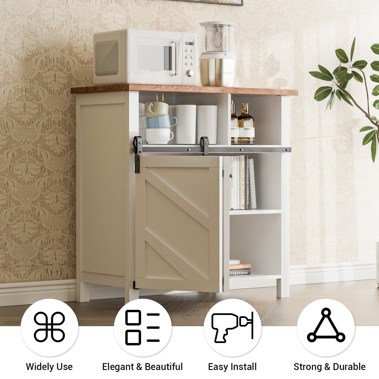 Upgraded 4FT Mini Folding Sliding Barn Door Hardware Kit for 2 Doors,Easy Install,Small Cabinet Barn Door Hardware Track Kit for TV Stand, Cupboards, Storage Cabinets(No Cabinet)