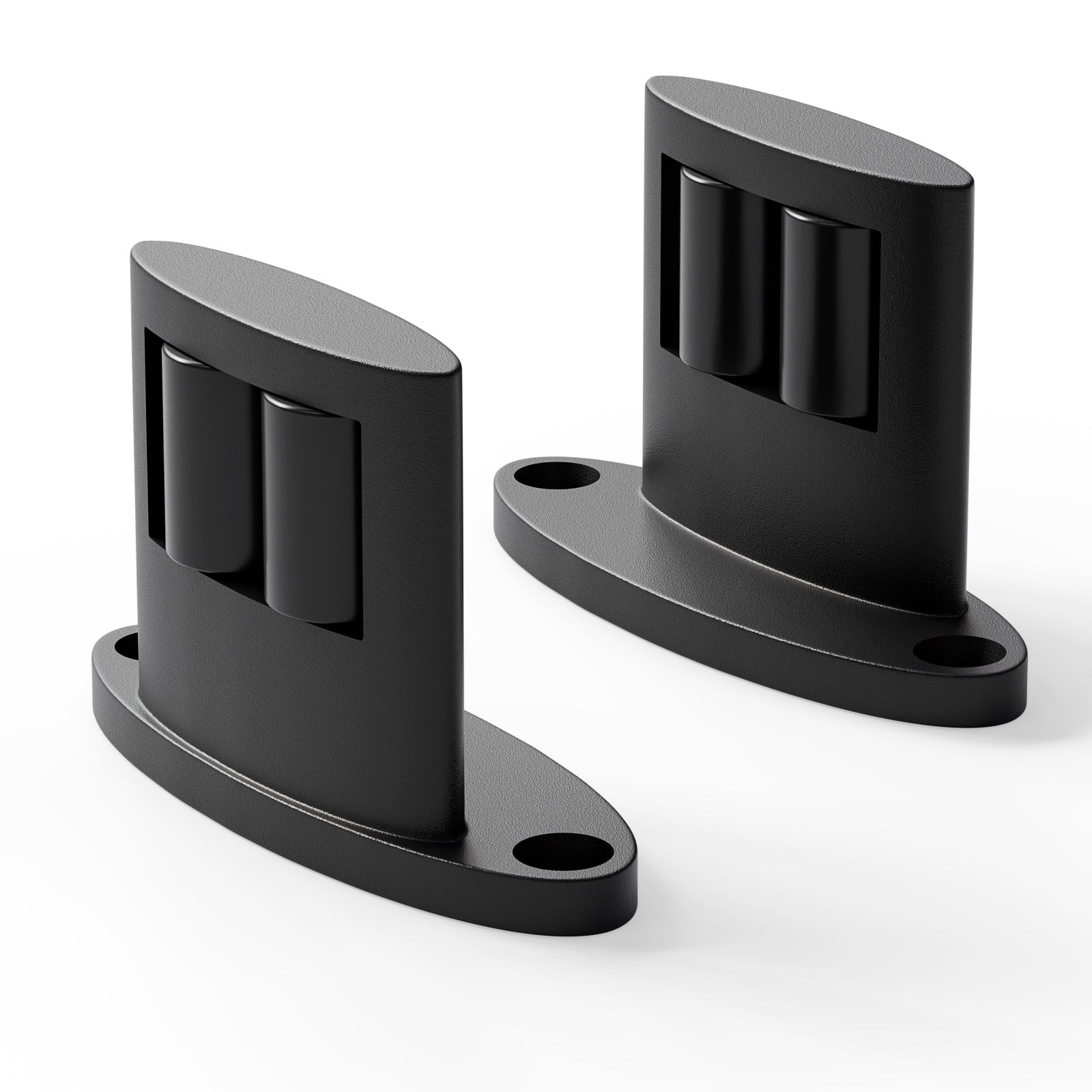 Sliding Barn Door Floor Guide Bottom, Double-Sided Roller Design, Smoothly and Quietly, Easy Install, Black (2 Packs)