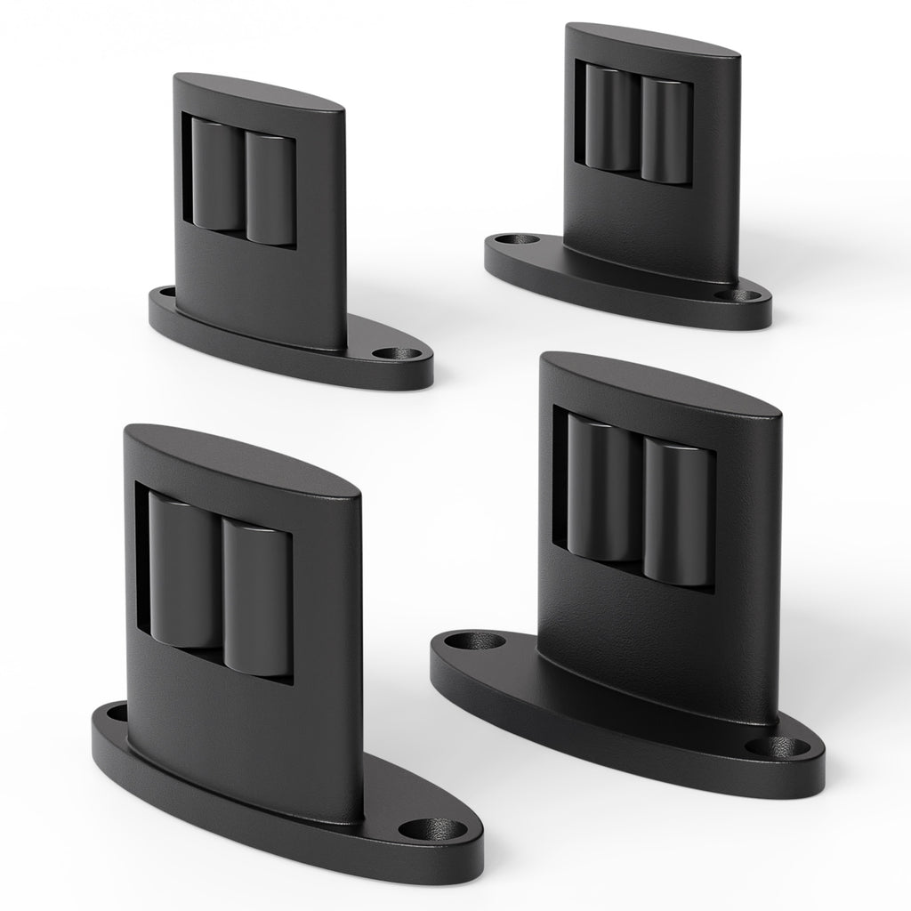 Sliding Barn Door Floor Guide Bottom, Double-Sided Roller Design, Smoothly and Quietly, Easy Install, Black (4 Packs)