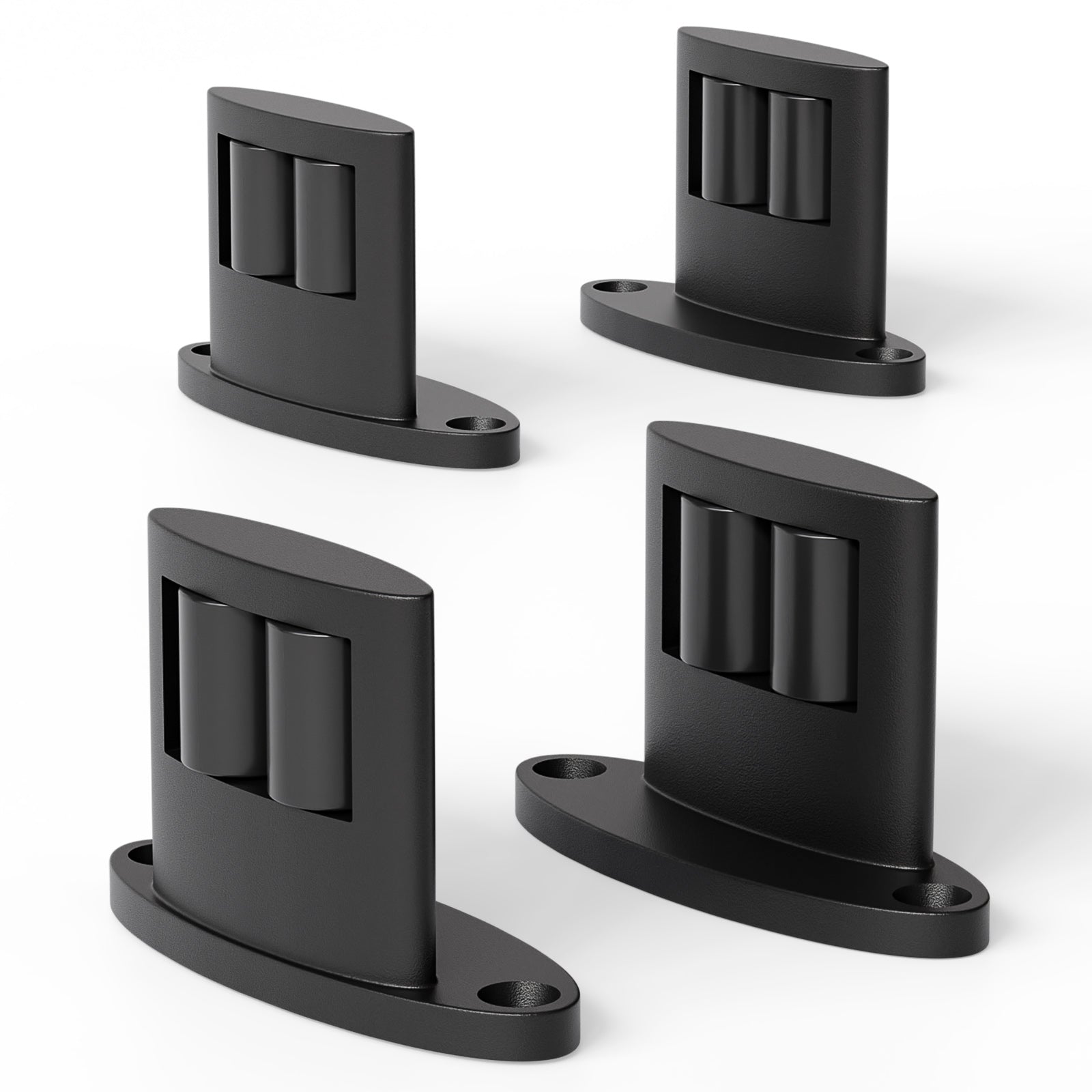 Sliding Barn Door Floor Guide Bottom, Double-Sided Roller Design, Smoothly and Quietly, Easy Install, Black (4 Packs)