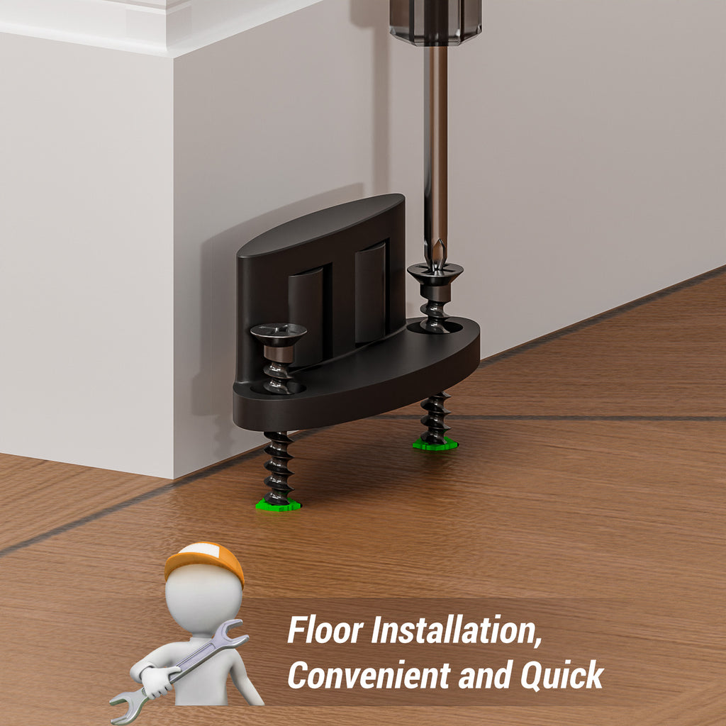 Sliding Barn Door Floor Guide Bottom, Double-Sided Roller Design, Smoothly and Quietly, Easy Install, Black (2 Packs)