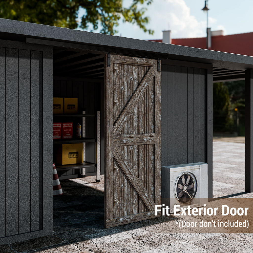 6FT Ceiling Mount Box Rail Barn Door Hardware Heavy Duty Sliding Barn Door Track Kit for Single Door, Aluminum Alloy, Easy Install (No Door)