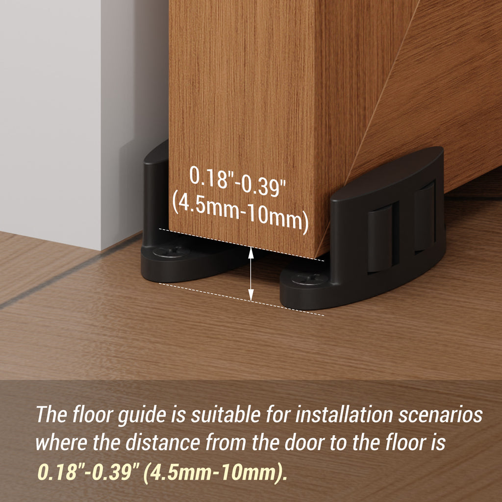 Sliding Barn Door Floor Guide Bottom, Double-Sided Roller Design, Smoothly and Quietly, Easy Install, Black (2 Packs)