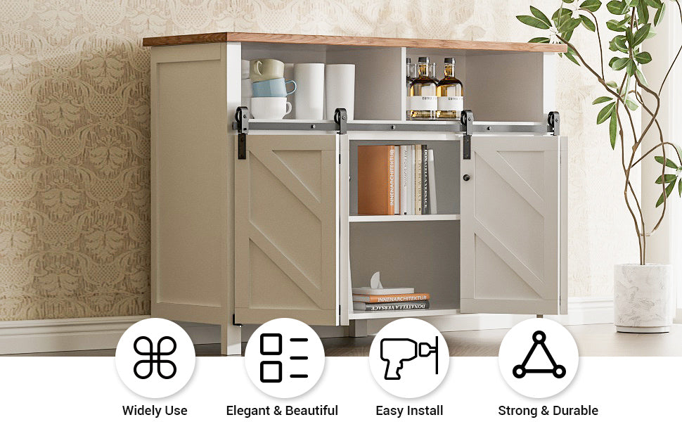 Upgraded 6FT Mini Folding Sliding Barn Door Hardware Kit for 4 Doors,Easy Install,Slide Smoothly Quietly,Small Cabinet Barn Door Hardware Track Kit for TV Stand, Cupboards, Wardrobes(No Cabinet)