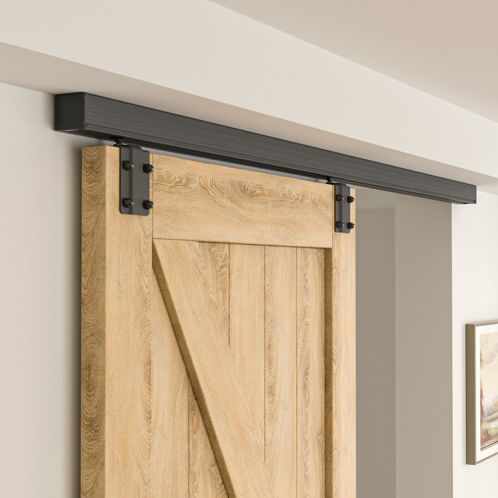 Heavy Duty Sliding Barn Door Track Kit, Ceiling Mount Box Rail Barn Door Hardware Kit for Single Door, Easy Install, 6FT(No Door)