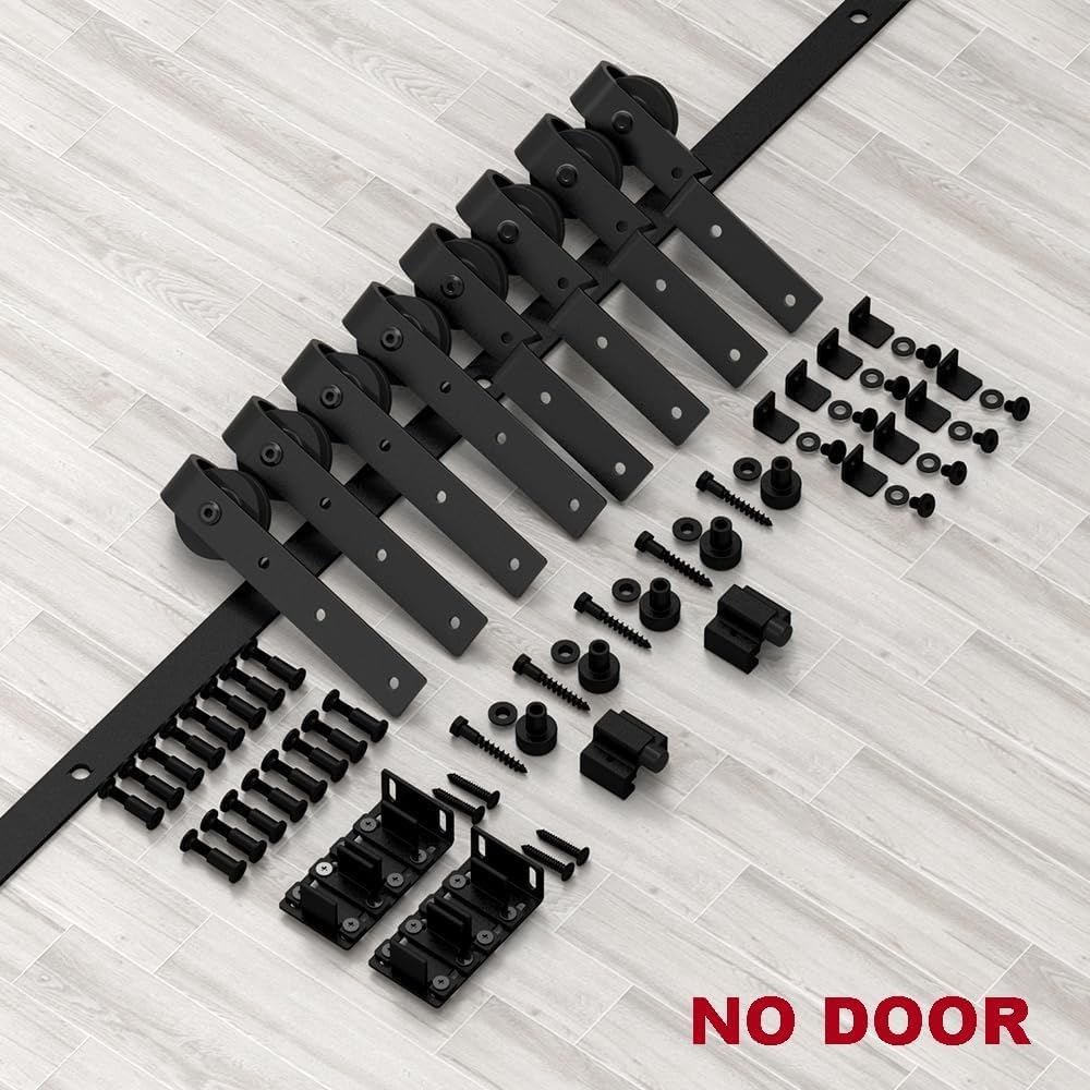 6FT Mini Bypass Barn Door Hardware Kit for 4 Doors, Small Cabinet Barn Door Hardware Track Kit for Cabinet, TV Stand, Cupboard (No Cabinet)