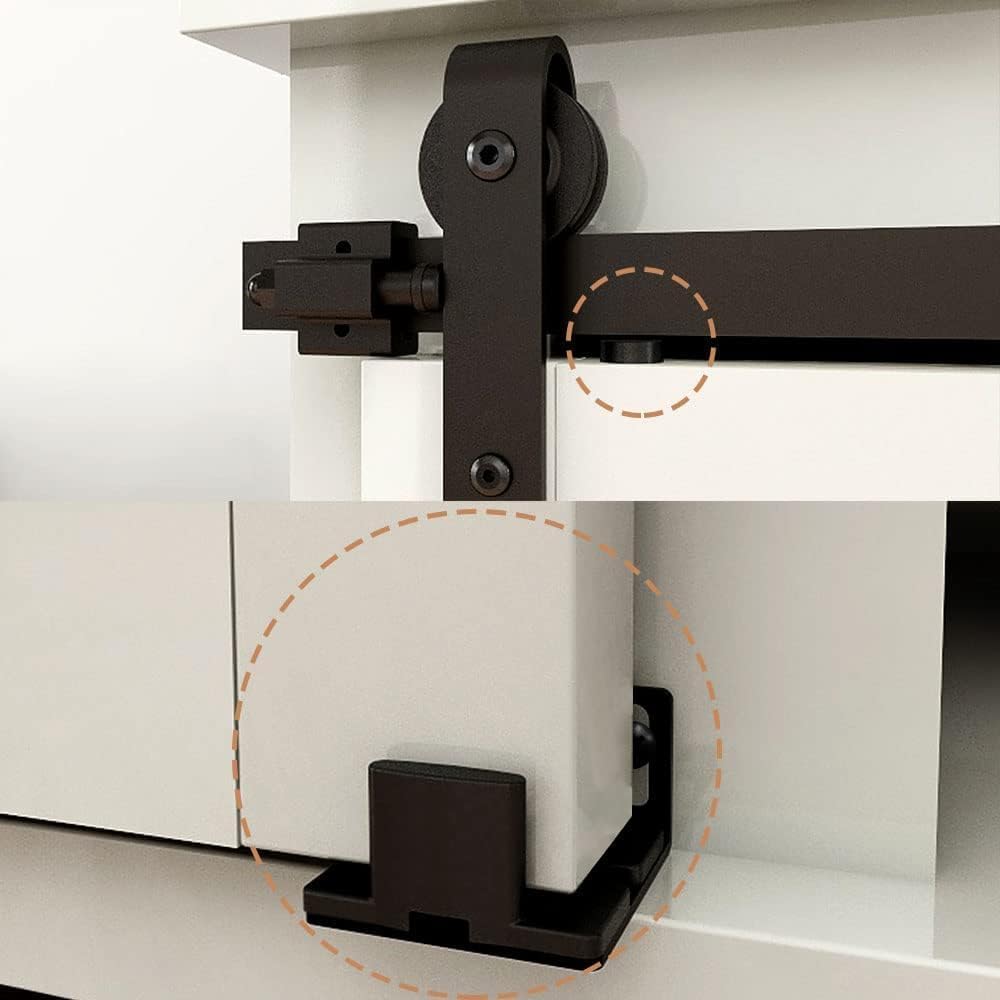 3.5FT Super Mini Sliding Barn Door Hardware Kit for Single Door TV Stands Small Cabinets, J-Shaped Hanger (No Cabinet)