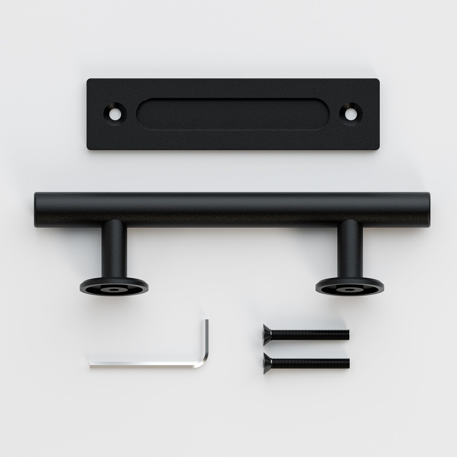FLYVLIEG 9.45"/24cm Heavy Duty Pull and Flush Door Handle Set in Black, Sliding Barn Door Handle Fit Doors Up to 2 3/8''