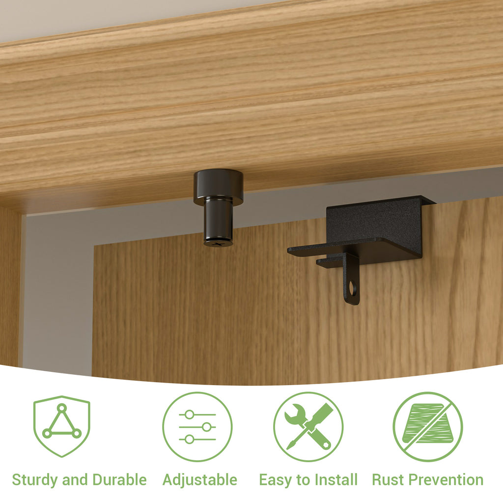 FLYVLIEG Child Proof Door Top Lock-Double Adjustable Roller, Scratch-Free Design, Solid and Safety, Black, 1 Pcs