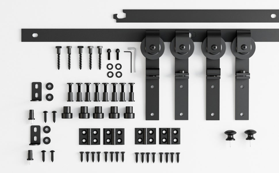 Upgraded 6FT Mini Folding Sliding Barn Door Hardware Kit for 4 Doors,Easy Install,Slide Smoothly Quietly,Small Cabinet Barn Door Hardware Track Kit for TV Stand, Cupboards, Wardrobes(No Cabinet)