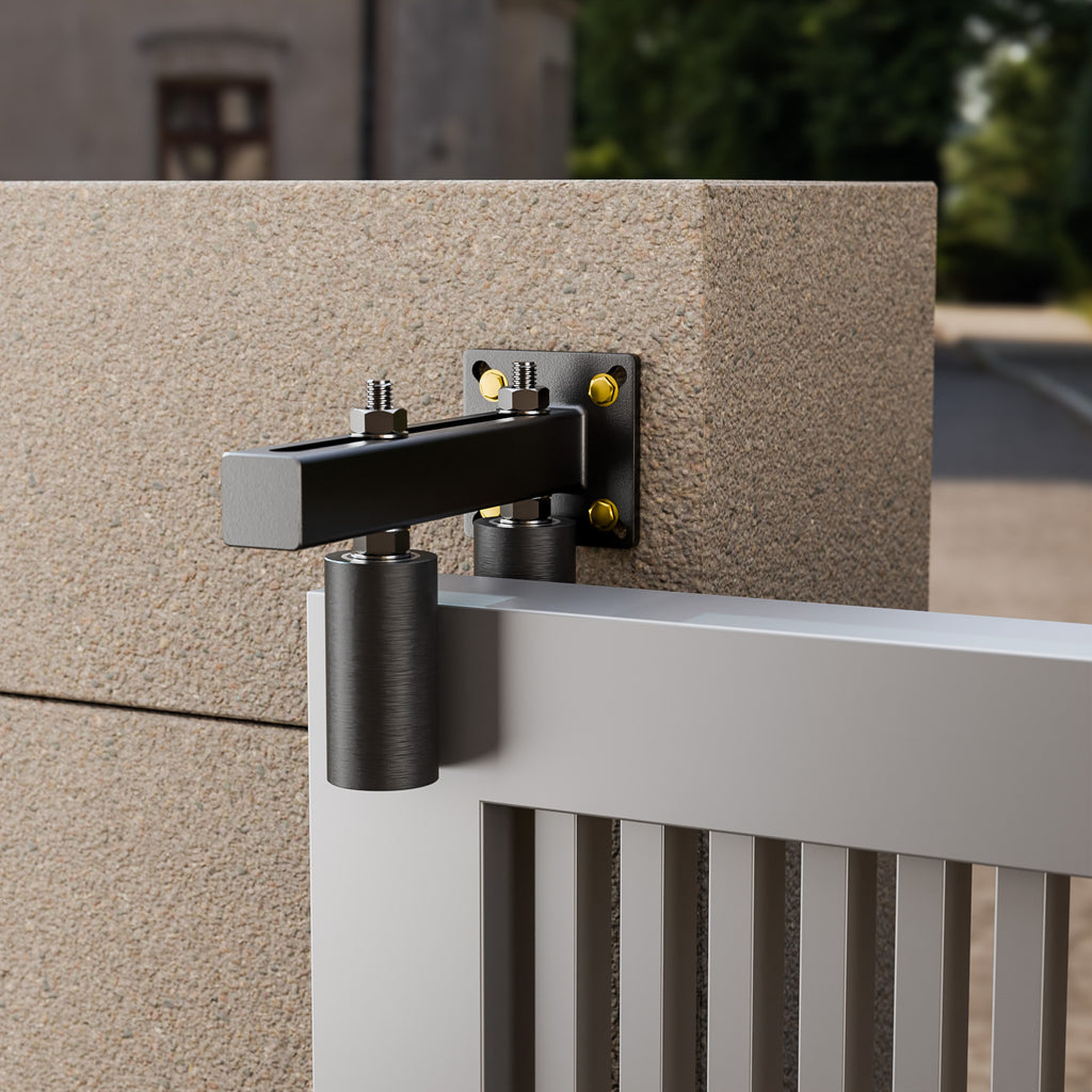 Universal Heavy Duty 4" Slide Gate Guide Roller, Steel Thickening Sliding Gate Kit and Hard Nylon Rollers，Rugged and Resistant to Corrosion and Rust，Tipping for Sliding Rolling Gates Up to 5.7"