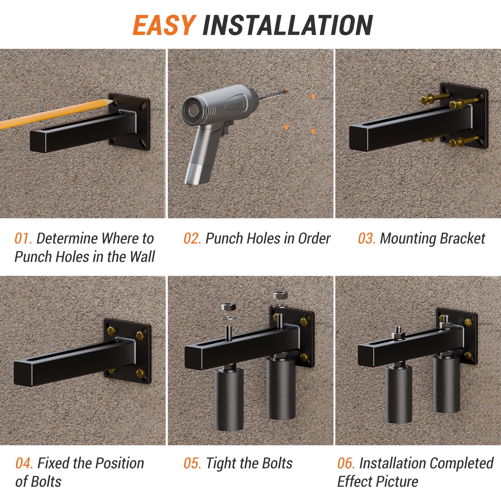 Universal Heavy Duty 4" Slide Gate Guide Roller, Steel Thickening Sliding Gate Kit and Hard Nylon Rollers，Rugged and Resistant to Corrosion and Rust，Tipping for Sliding Rolling Gates Up to 5.7"