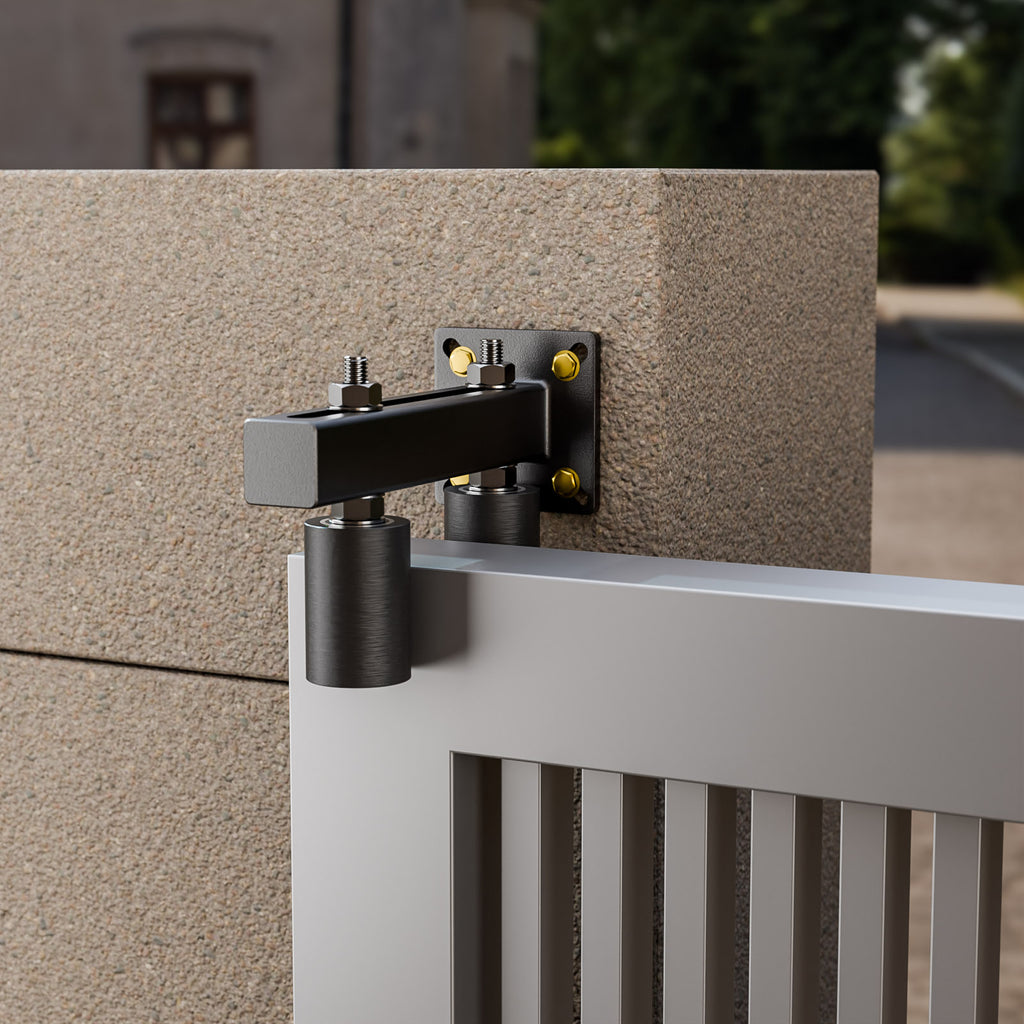 Universal Heavy Duty 3" Slide Gate Guide Roller, Steel Thickening Sliding Gate Kit and Hard Nylon Rollers，Rugged and Resistant to Corrosion and Rust，Tipping for Sliding Rolling Gates Up to 4"