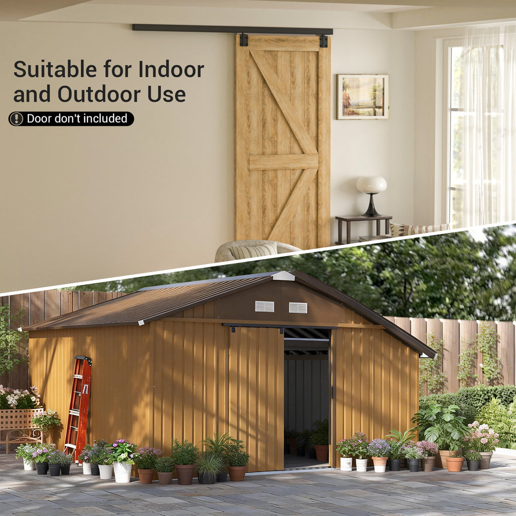 Heavy Duty Sliding Barn Door Track Kit, Ceiling Mount Box Rail Barn Door Hardware Kit for Single Door, Easy Install, 6.6FT(No Door)