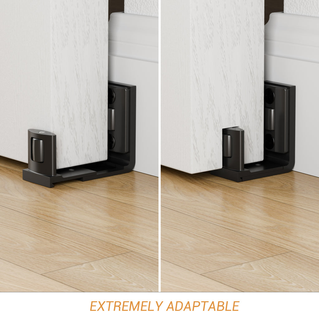 Sliding Barn Door Bottom Floor Guide,Adjustable U-Shaped Flat Bottom Design,Easy to Install,Wall Mounted,Black