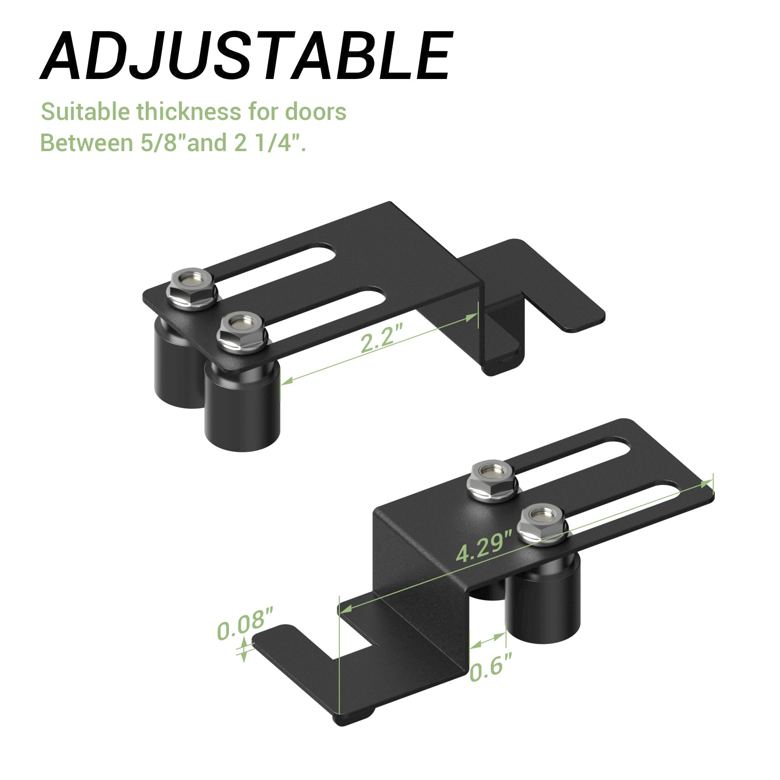 FLYVLIEG Child Proof Door Top Lock-Double Adjustable Roller, Scratch-Free Design, Solid and Safety, Black, 1 Pcs