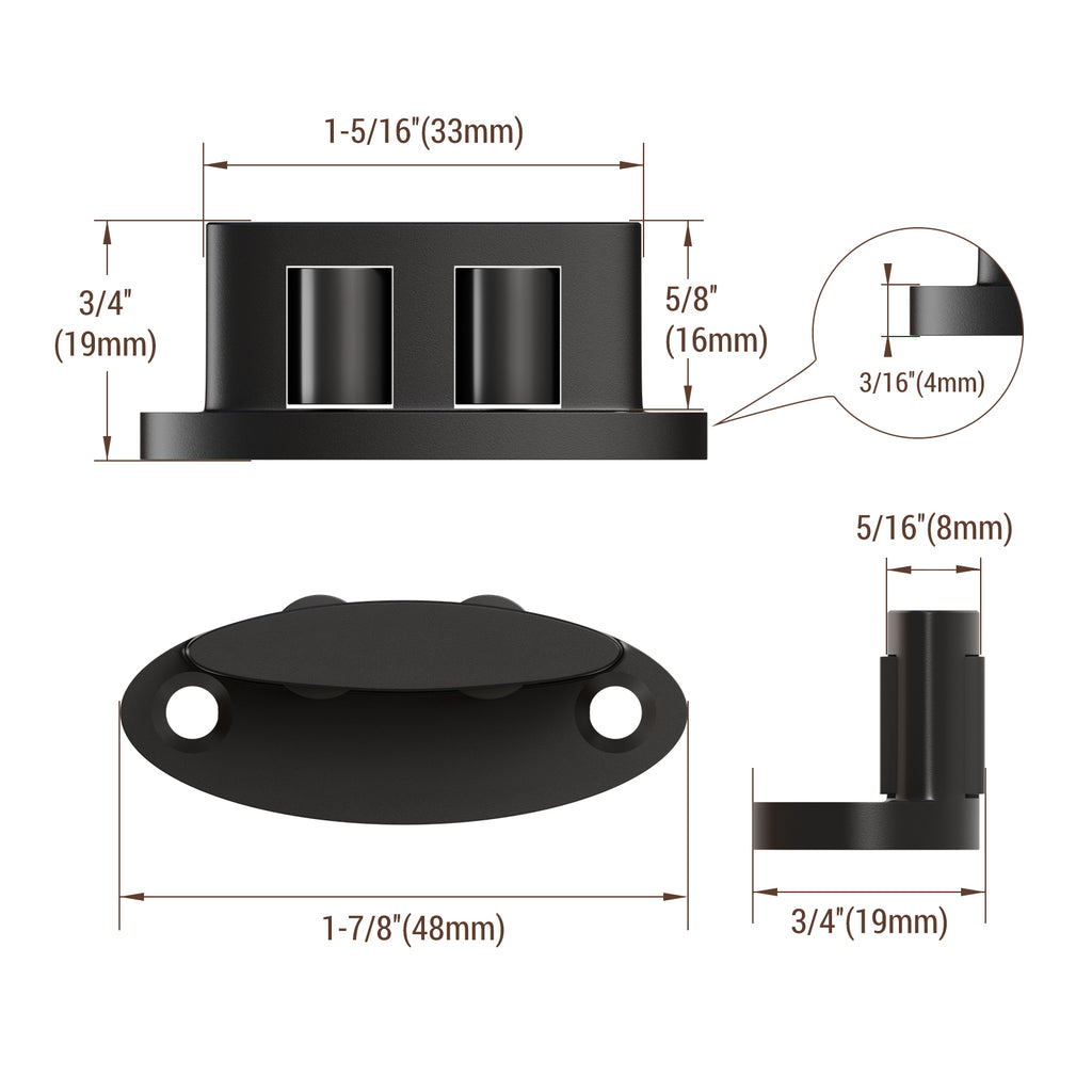 Sliding Barn Door Floor Guide Bottom, Double-Sided Roller Design, Smoothly and Quietly, Easy Install, Black (2 Packs)