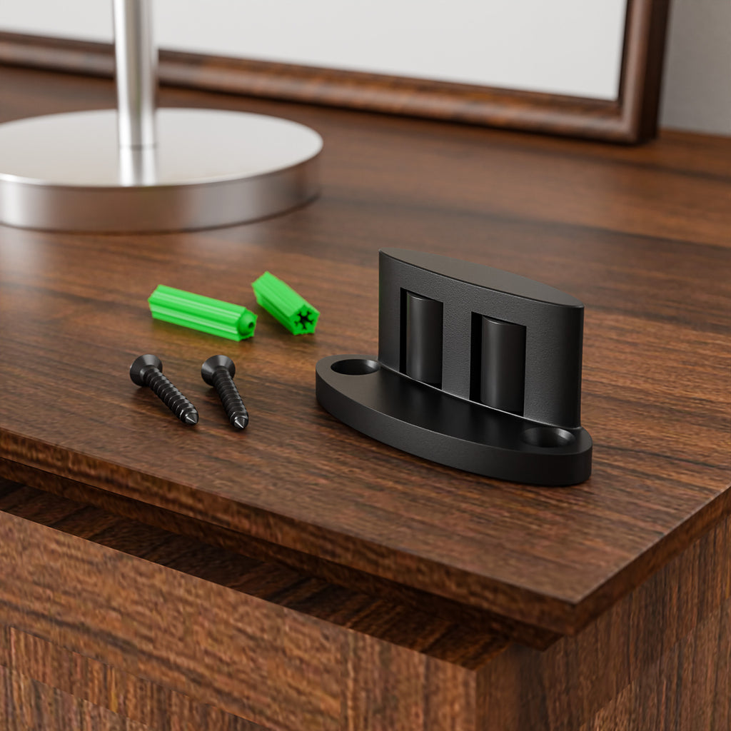 Sliding Barn Door Floor Guide Bottom, Double-Sided Roller Design, Smoothly and Quietly, Easy Install, Black (4 Packs)