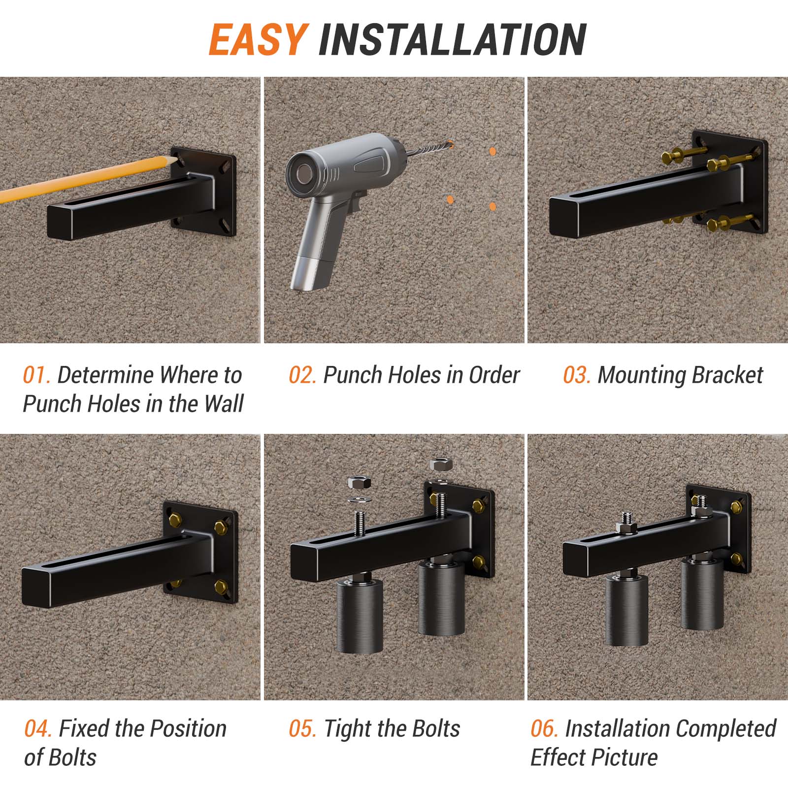 Universal Heavy Duty 3" Slide Gate Guide Roller, Steel Thickening Sliding Gate Kit and Hard Nylon Rollers，Rugged and Resistant to Corrosion and Rust，Tipping for Sliding Rolling Gates Up to 4"