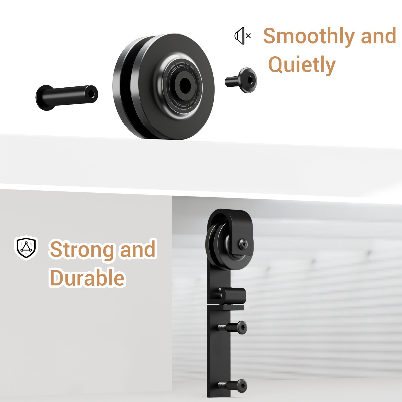 Upgraded 2.5FT Mini Folding Sliding Barn Door Hardware Kit for 2 Doors,Easy Install,Small Cabinet Barn Door Hardware Track Kit for TV Stand, Cupboards, Storage Cabinets(No Cabinet)