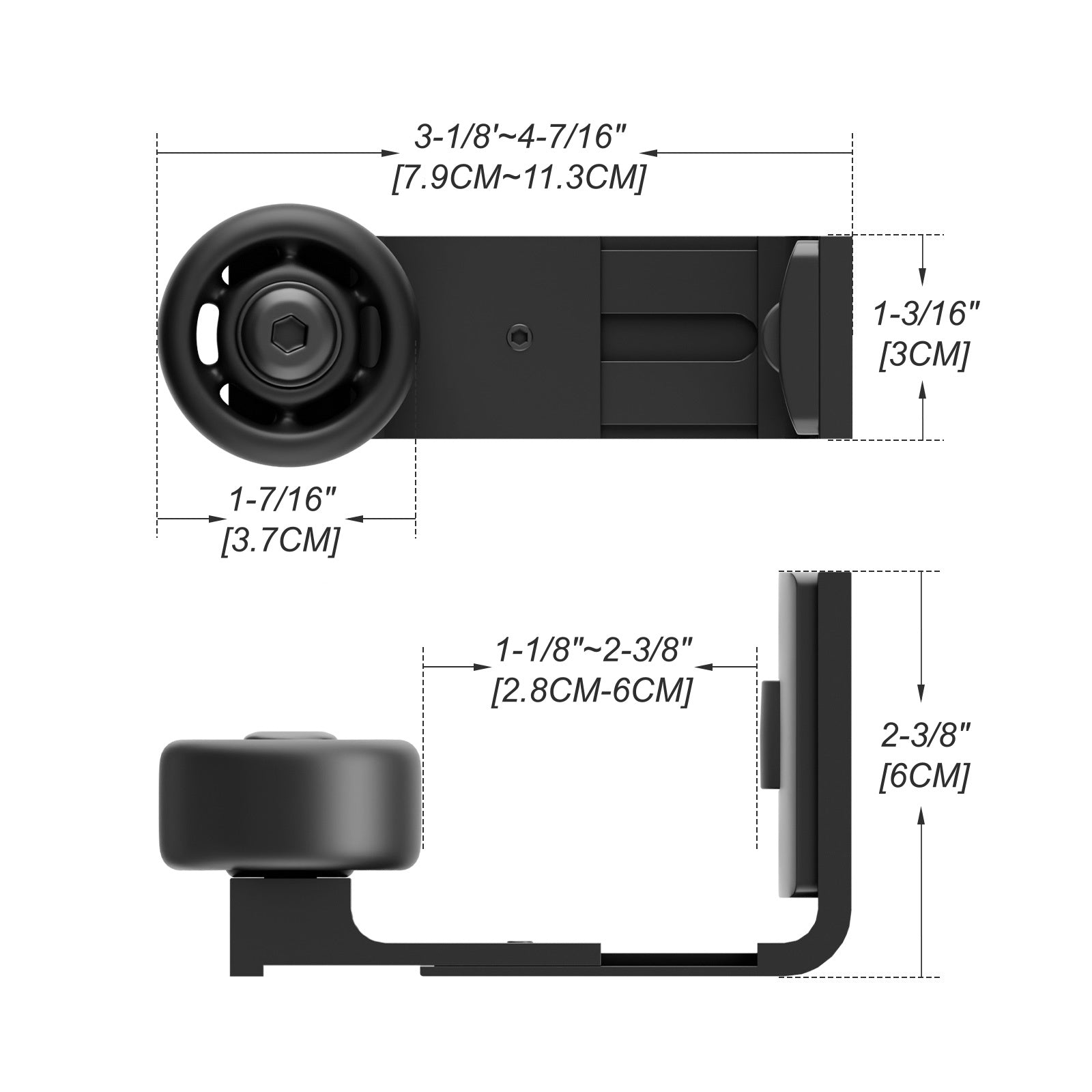 FLYVLIEG Adjustable Sliding Barn Door Floor Guide - Dual Roller System for Smooth Gliding - Wall Mount Hardware 2 pack Black