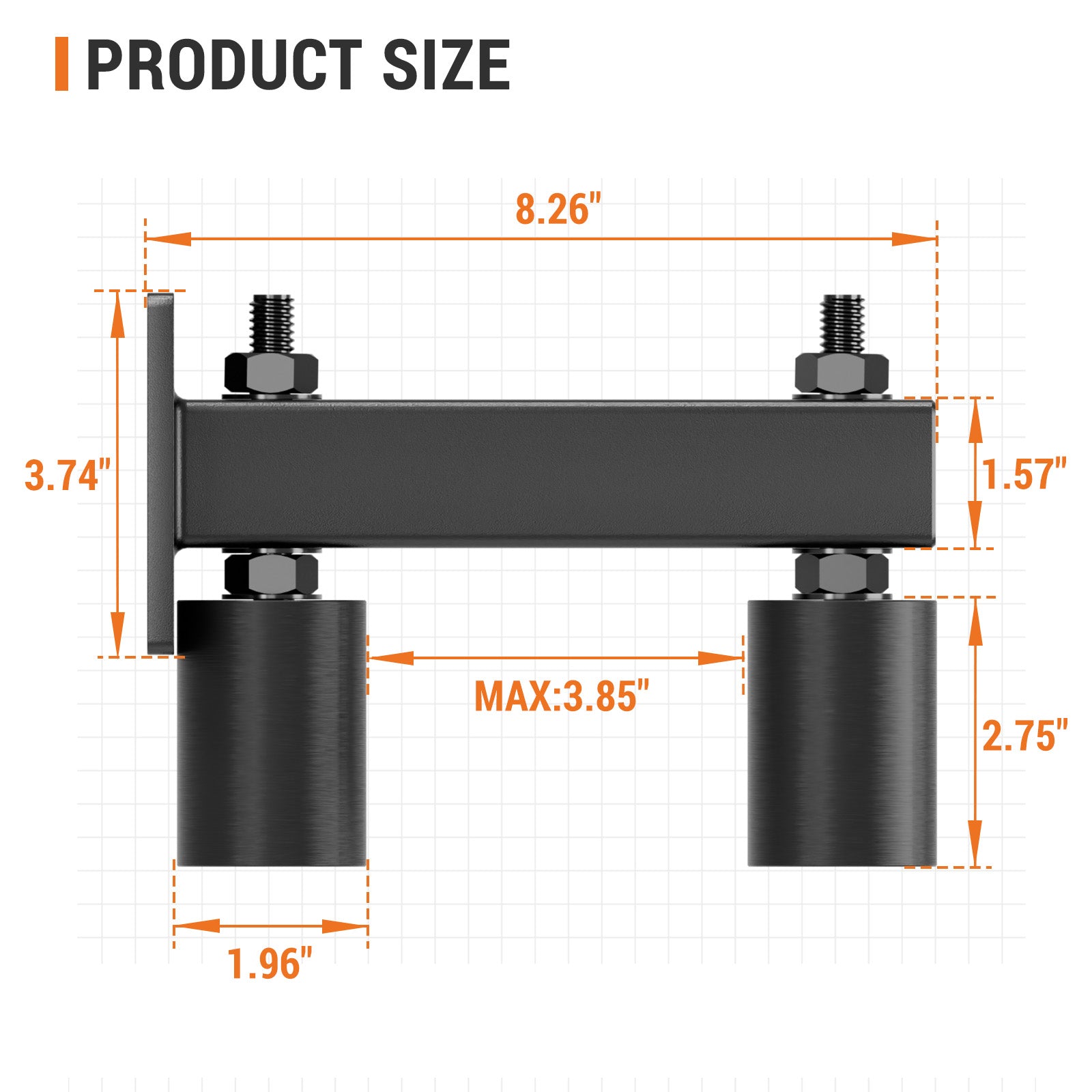 Universal Heavy Duty 3" Slide Gate Guide Roller, Steel Thickening Sliding Gate Kit and Hard Nylon Rollers，Rugged and Resistant to Corrosion and Rust，Tipping for Sliding Rolling Gates Up to 4"
