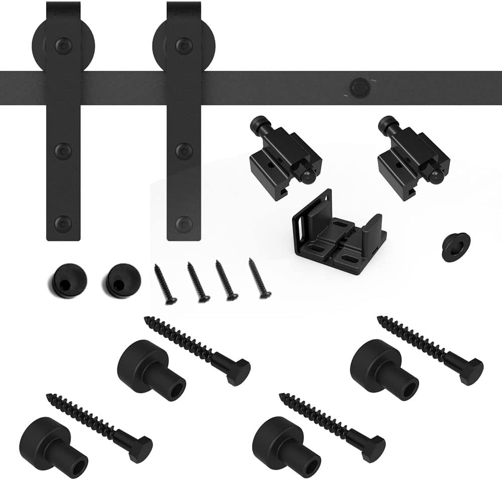 3FT Super Mini Sliding Barn Door Hardware Kit for Single Door TV Stands Small Cabinets, J-Shaped Hanger (No Cabinet)