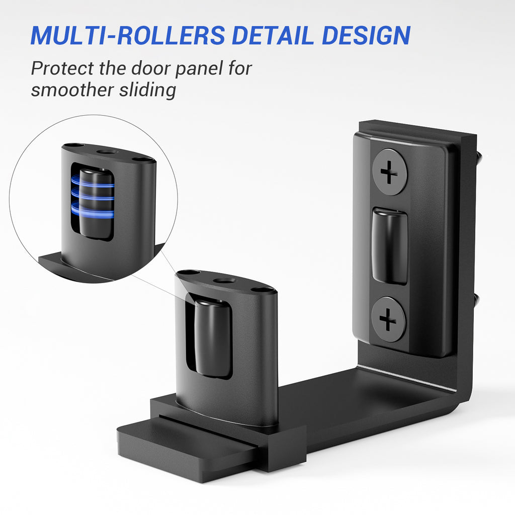 Sliding Barn Door Bottom Floor Guide,Adjustable U-Shaped Flat Bottom Design,Smoothly and Quietly,Easy to Install,Wall Mounted,Black, 1 Pcs