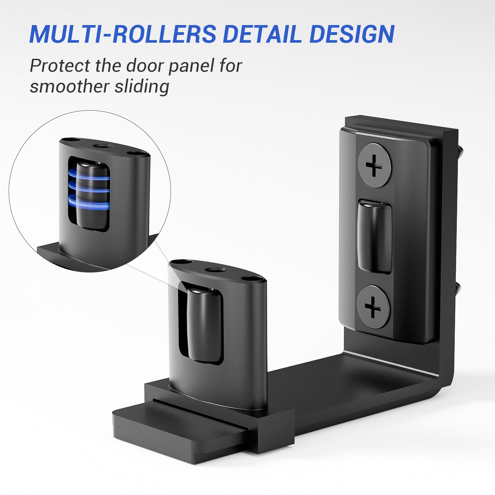 Sliding Barn Door Bottom Floor Guide,Adjustable U-Shaped Flat Bottom Design,Smoothly and Quietly,Easy to Install,Wall Mounted,Black, 1 Pcs