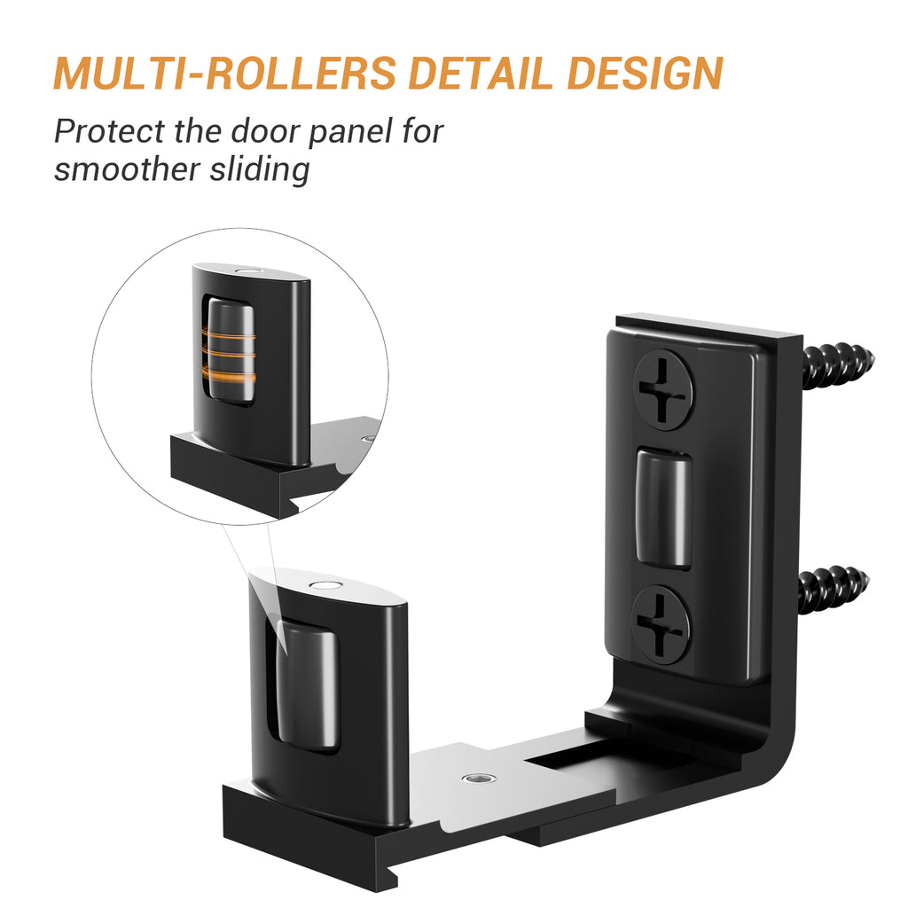 Sliding Barn Door Bottom Floor Guide,Adjustable U-Shaped Flat Bottom Design,Easy to Install,Wall Mounted,Black