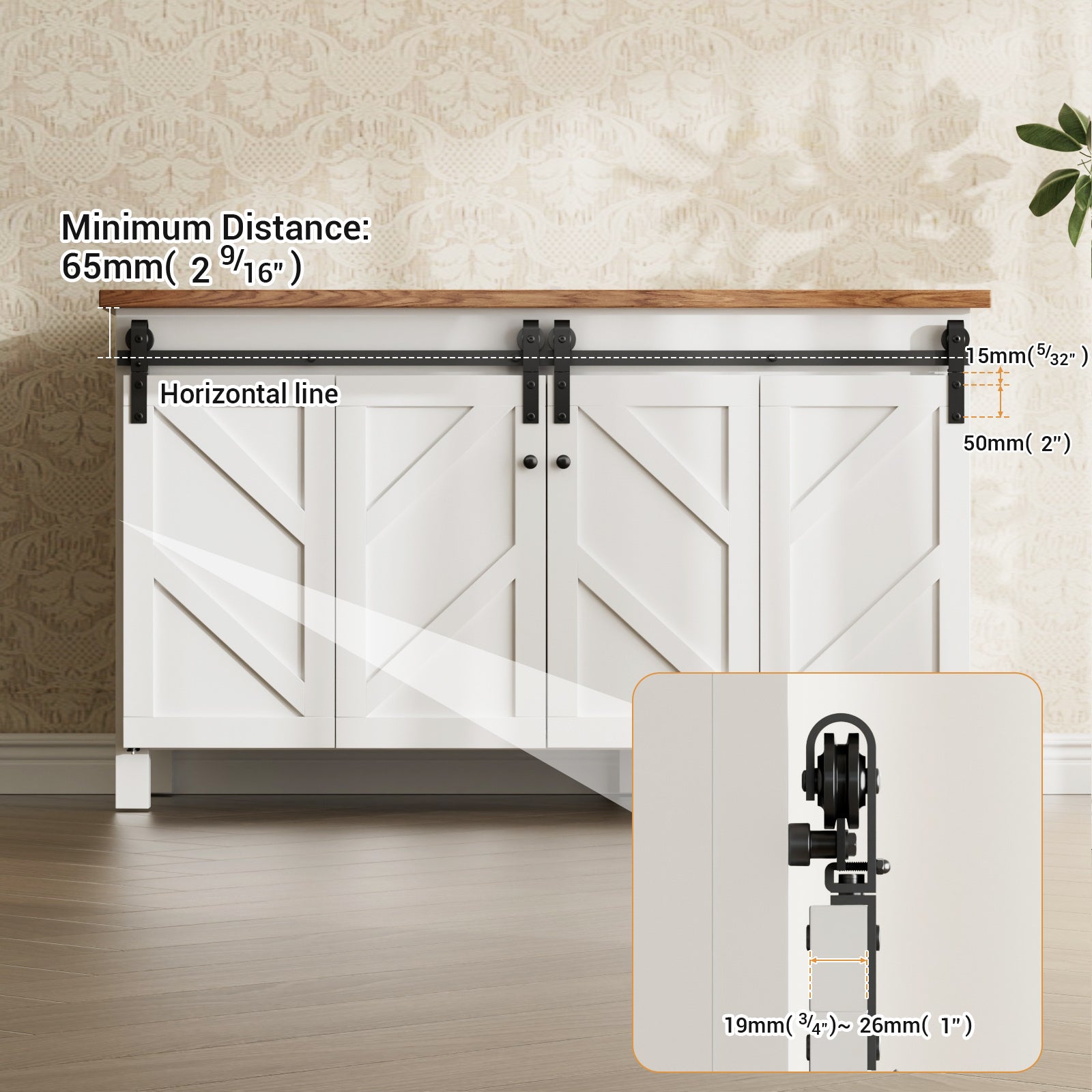 Upgraded 6FT Mini Folding Sliding Barn Door Hardware Kit for 4 Doors,Easy Install,Slide Smoothly Quietly,Small Cabinet Barn Door Hardware Track Kit for TV Stand, Cupboards, Wardrobes(No Cabinet)