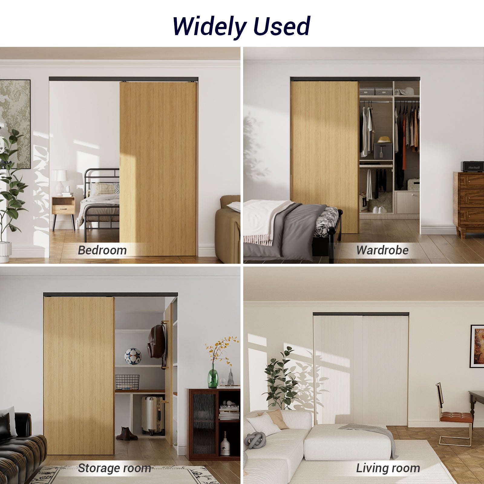 72"/6FT Heavy Duty Bypass Door Hardware with Soft Close Mechanism, Aluminum Sliding Closet Door Track Kit for 2 Doors System,Slide Smoothly and Quietly,Fit Doors Thickness 1 3/8" or 1 3/4"